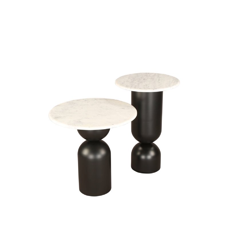 Babel Marble Nesting End Table, Black