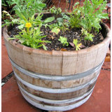 Wood Barrel Planter