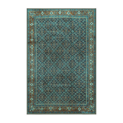 Tapis oriental fabriqué à la machine en bleu