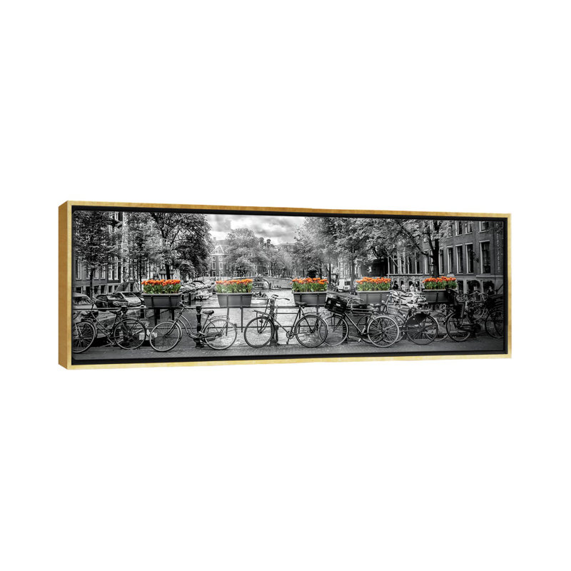 Impression d’art graphique panoramique, "Amsterdam Gentlemen’s canal" par Melanie Viola, H 36 po x l 12 po x P 1,5 po