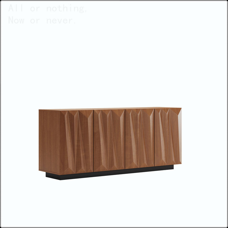 Mid-Century Sideboard with 3D Triangular Doors and Floating Base