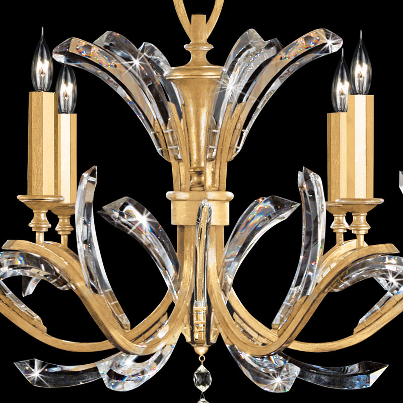 Lustre rond biseauté de 42 po, Feuille d'or