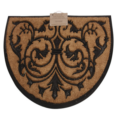 Demi-lune moulée 30 po x 48 po tapis de porte extérieur antidérapant Pratcher