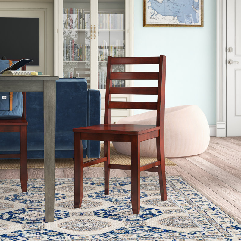 Malvina Apolinar Solid Wood Ladder Back Side Chair in Walnut