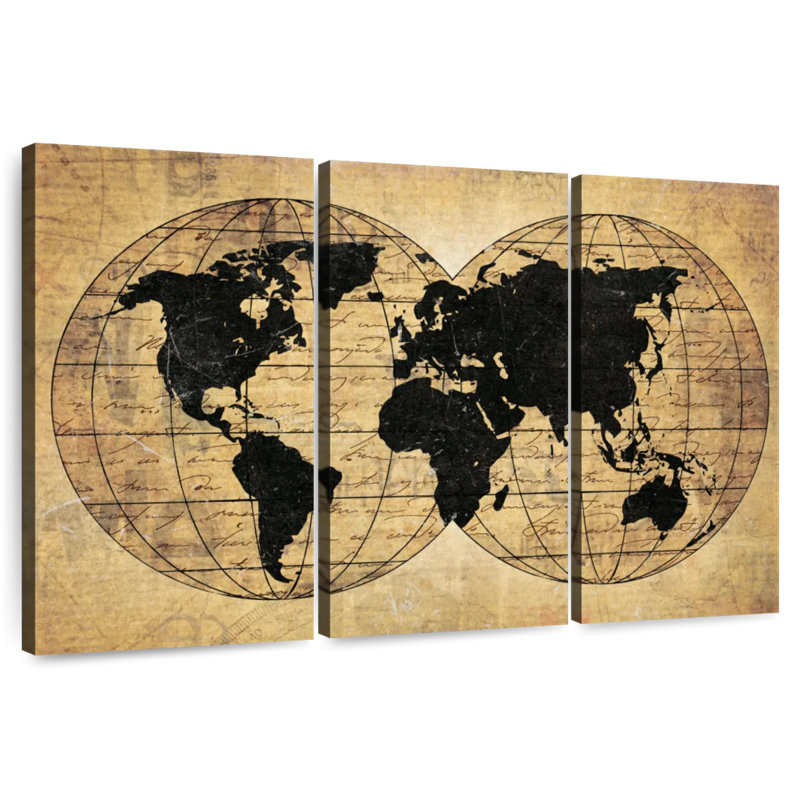Carte du monde Aliaz Old Globe, H 20 po x l 33 po