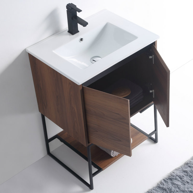 Ensemble de meuble-lavabo simple 24 po Fiquett, Noyer