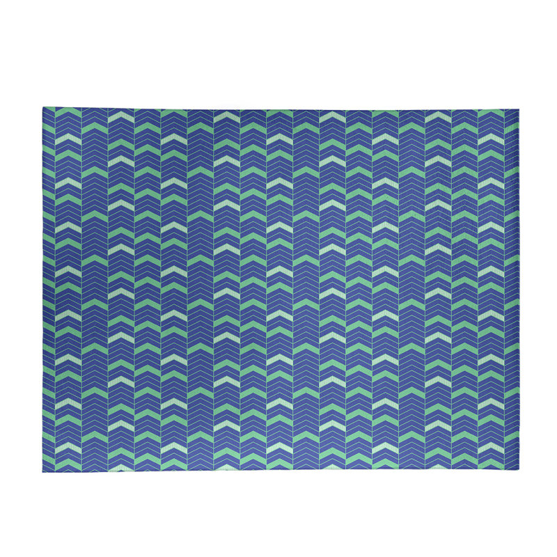 Tapis mauve/bleu à chevrons lineed, Rectangle 9 pi x 12 pi