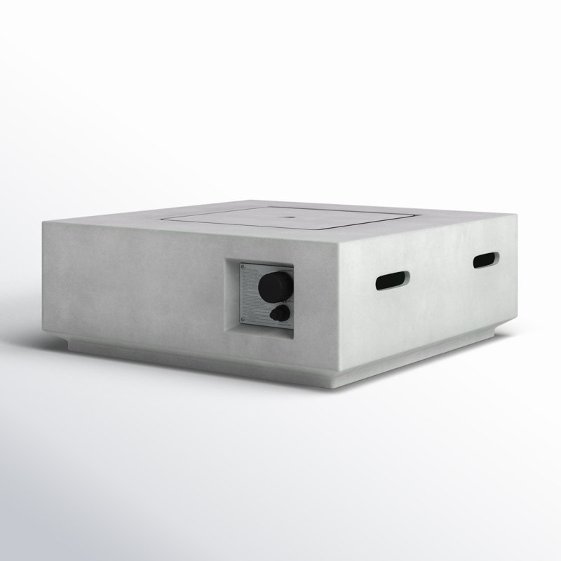 Rashid Square Concrete Propane Smokeless Fire Pit Table with Lid, Natural Concrete