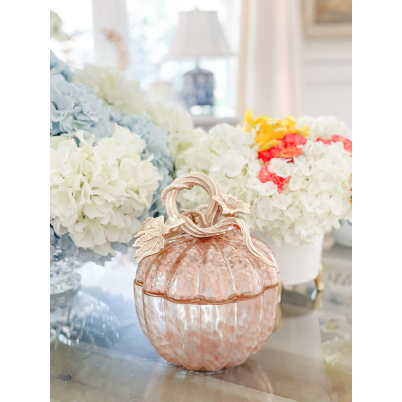 Gold and Clear Glass Pumpkin Shaped Decorative Canister