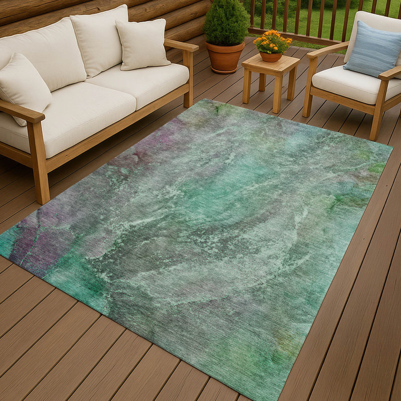 Machine Washable Indoor/Outdoor Efimenko ACN2307 Abstract Rug, Rectangle 8' x 10'