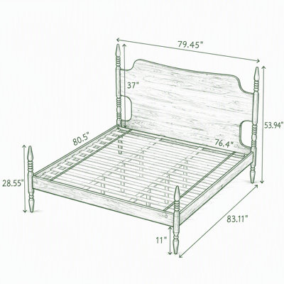 Platform Bed Frame, Spindle Bed