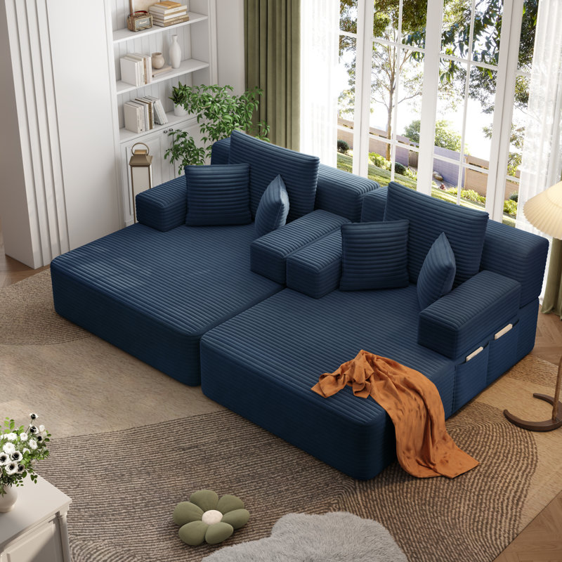 Méridiennes intérieures à compression, chaise longue moelleuse en velours côtelé moderne