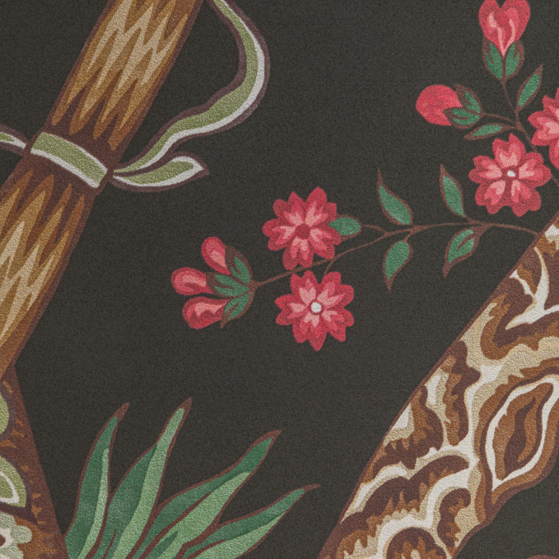 Manoir Luberon 33' L x 27.5" W Wallpaper Roll, Noir/Red/Green