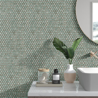 Hudson Penny Round 11-7/8 " x 12-5/8 " Porcelain Mosaic Floor & Wall Tile