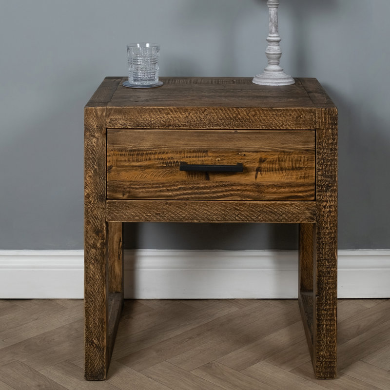 Garridan 55cm W Solid Wood Bedside Table
