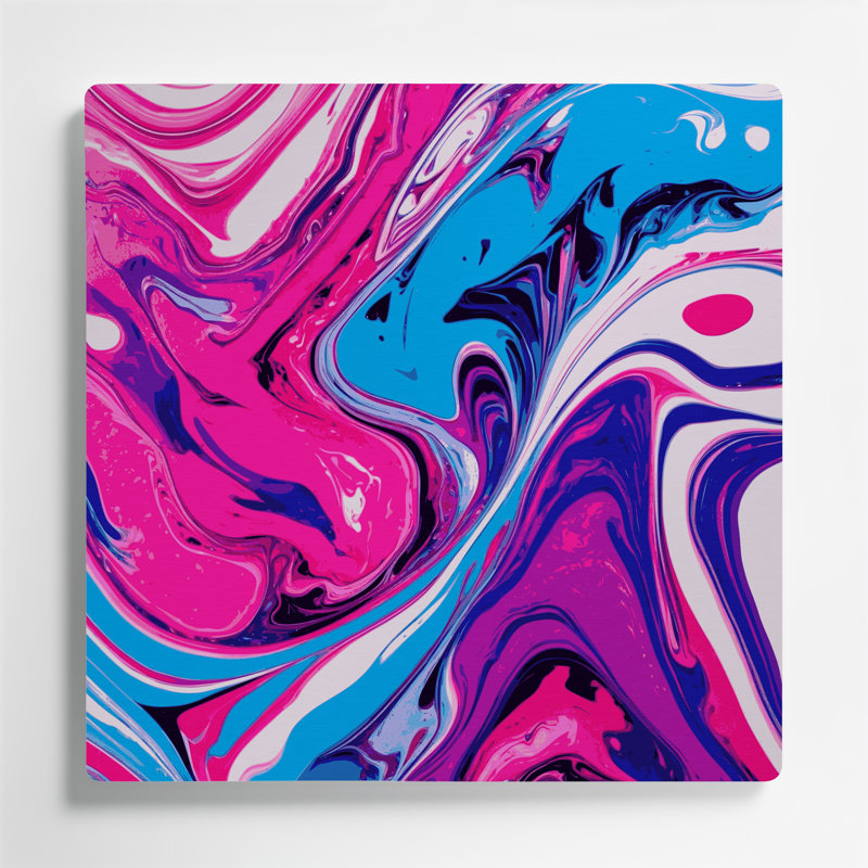 Art abstrait abstrait en métal rose 29, H 16 po x l 16 po
