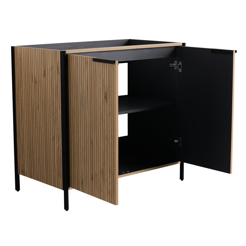 Meuble-lavabo contemporain de 36 po avec tablette de rangement réglable