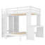 Lit double superposé double TG / double avec lit inférieur démontable et bureau, structure de lits superposés en bois massif avec tablettes intégrées et garde-robe, peut être converti en lit mezzanine, blanc