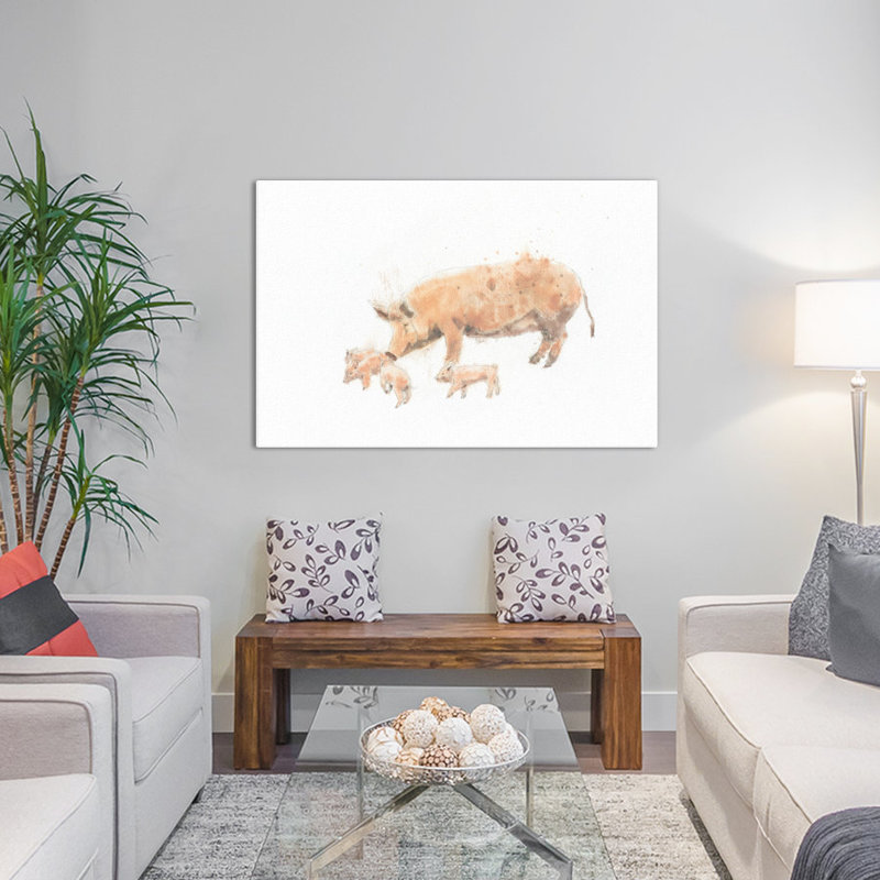 «Pig and Piglet», impression sur toile tendue, H 8 po x l 12 po x P 0,75 po, Toile tendue, Pas de tapis