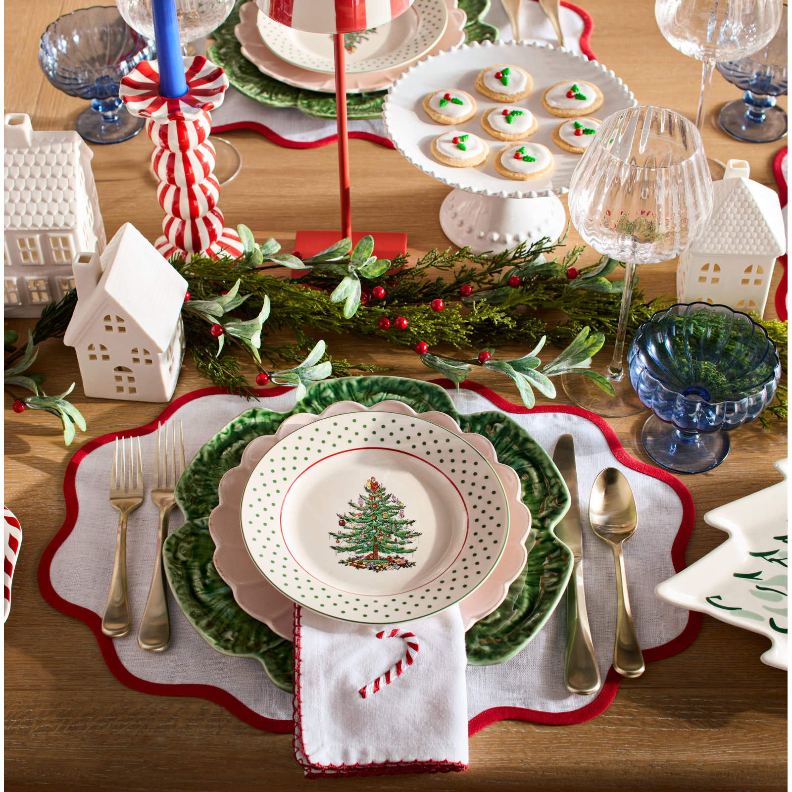 Christmas Tree Polka Dot 8" Salad Plate