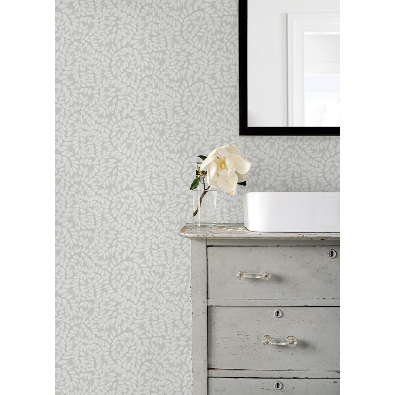 Rouleau de papier peint botanique L 33 pi x l 20,9 po Vesa, gris
