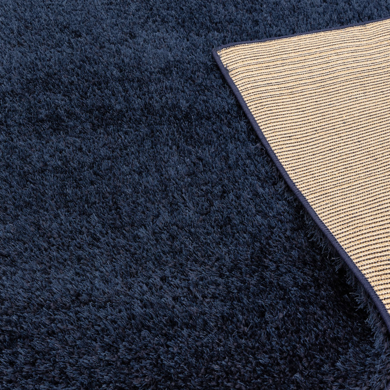 Natonia Shiny Shaggy Blue Area Rug, Rectangle 80 x 150cm