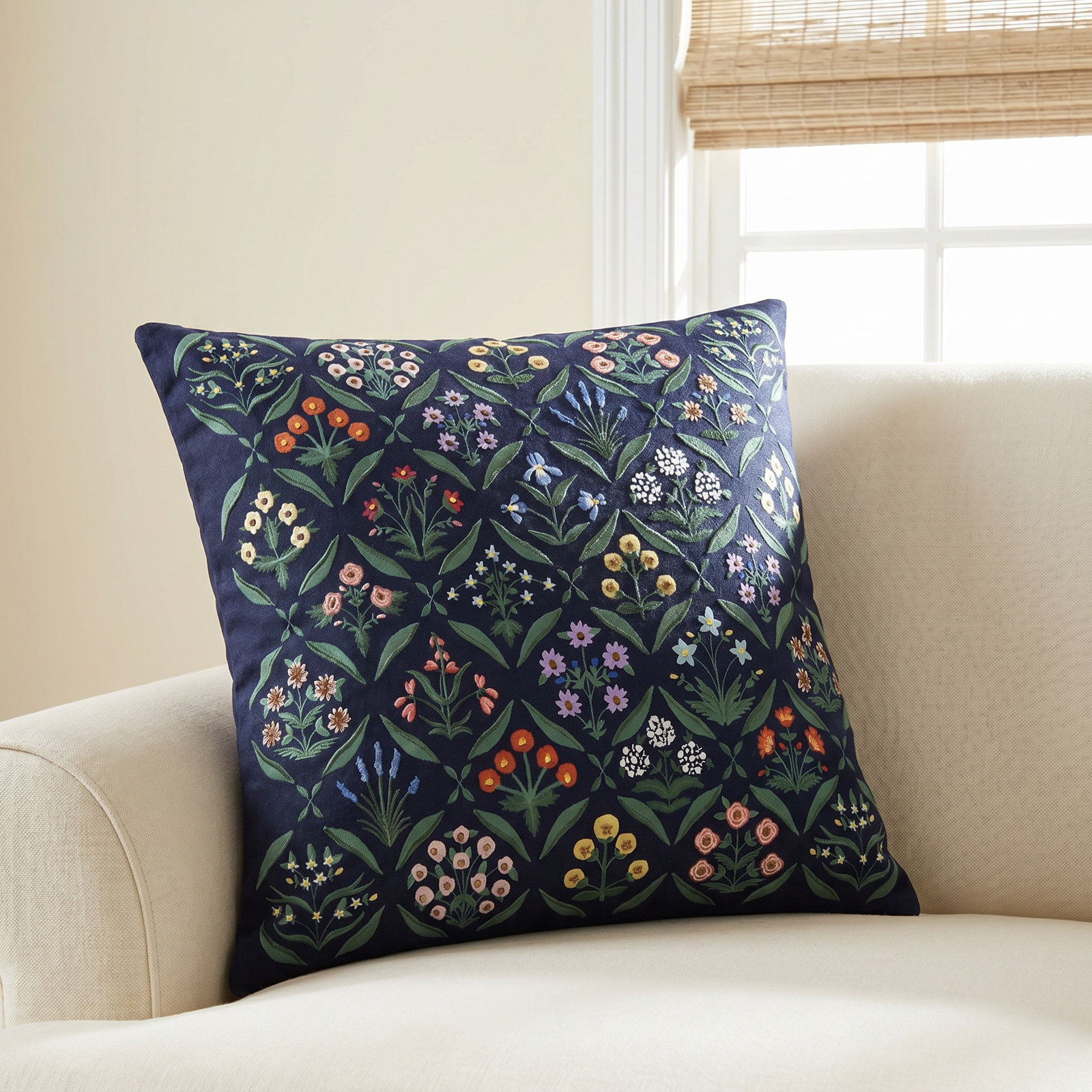 Rifle Paper Co. x Loloi Estee 22" x 22" Pillow Cover, Polyester/Polyfill