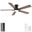 52" Matte Black Modern Low Profile Flush Mount Intergrated LED Ceiling Fan with Light and Reversible Quiet Motor-332795622