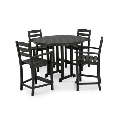 POLYWOOD La Casa Café 5-Piece Round Farmhouse Counter Set