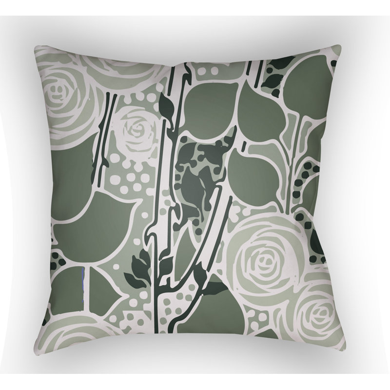 Chinoiserie Floral Floral Throw Pillow, 20" H x 20" W x 4" D, Sage Green