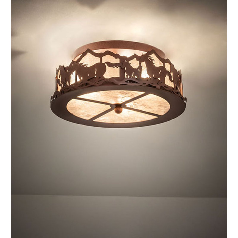 Running Horses 3 - Light Semi Flush Mount