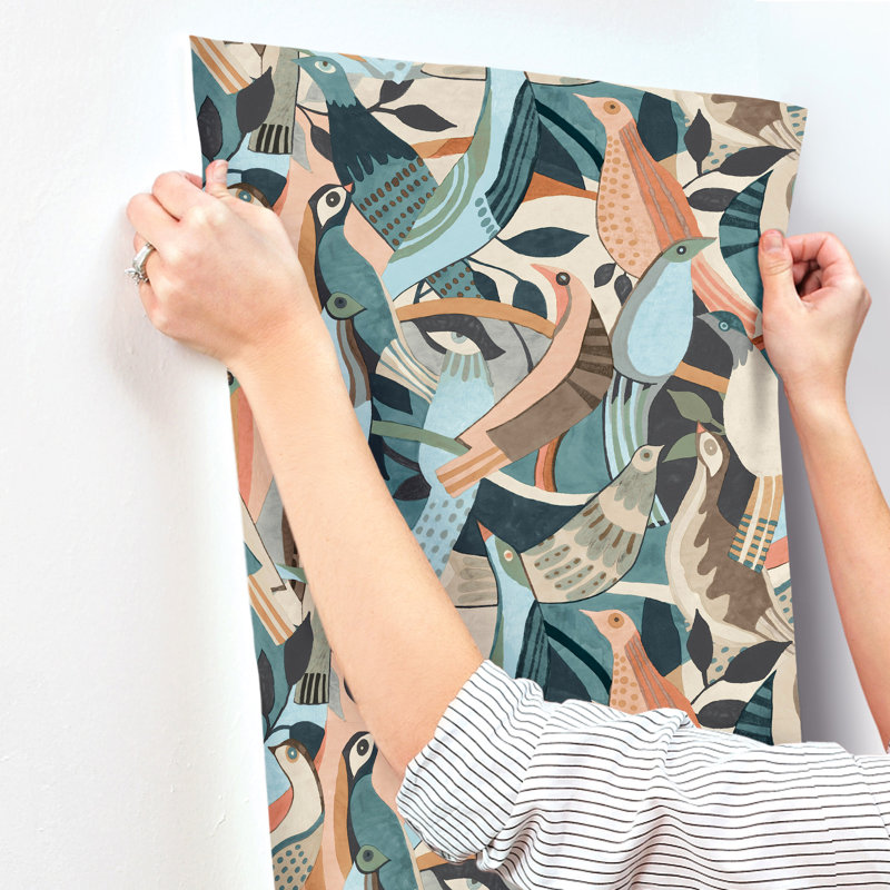 Fauvist Flock Wallpaper, Green/Beige