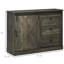 Buffet gris foncé avec rangement à 3 tiroirs et porte de grange coulissante, tiroirs de porte pour le salon,
