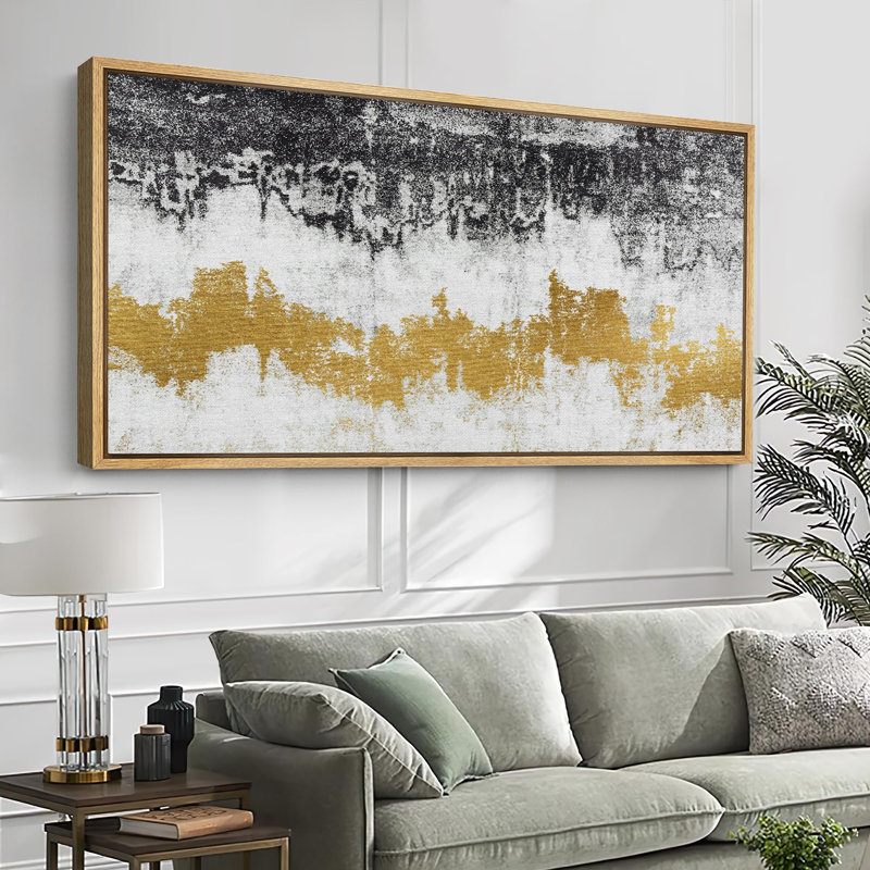 «Grunge Abstract Paint Stroke Effect», reproduction d'art moderne et abstraite encadrée sur toile, H 30 po x l 60 po, Naturel