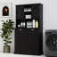 Grande armoire de salle de bain à deux compartiments inclinable avec panier à linge et 2 tablettes réglables - noir-272757097