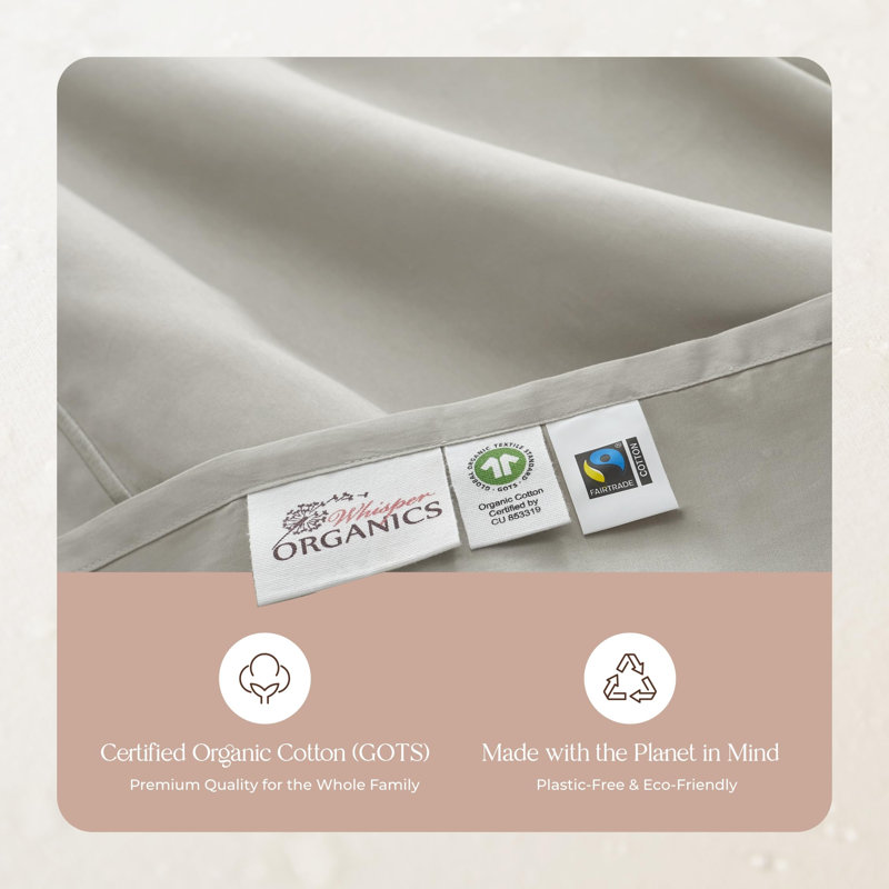 100% Organic Cotton Sheets Cal King Size - GOTS Certified Organic Bed Sheets with Deep Pocket Breathable and Cozy Sateen Weave Gets Softer with Each Wash - Luxury 4 Piece Set (Pewter, Cal King)
