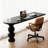 Black Half-circle Solid Wood + Acrylic desk-119687691