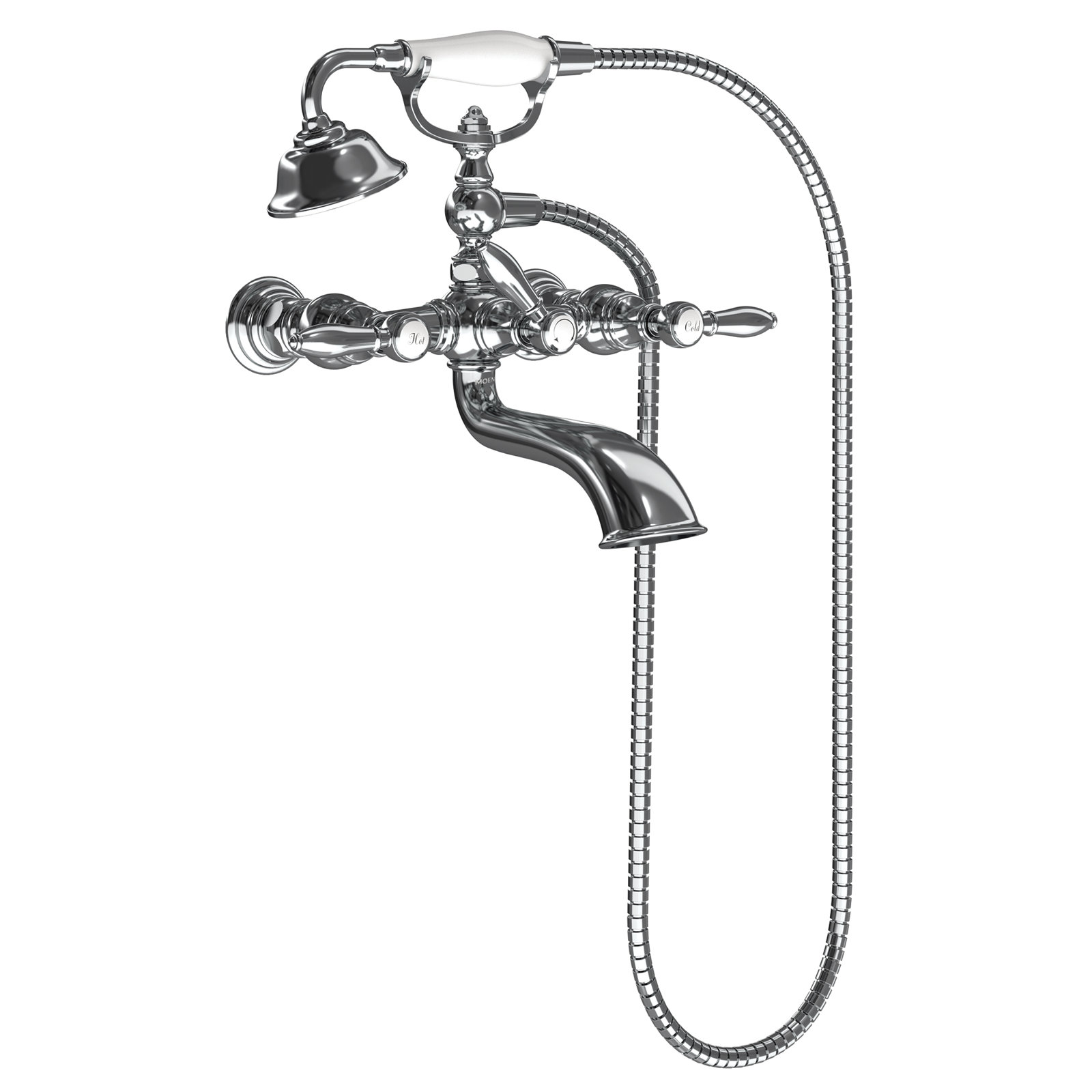 Weymouth Double Handle Floor Mounted Clawfoot Tub Faucet Trim with Diverter and Handshower, Chrome