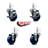 Solid Poly Wheel Swivel Grip Ring Stem Set 2 Brakes