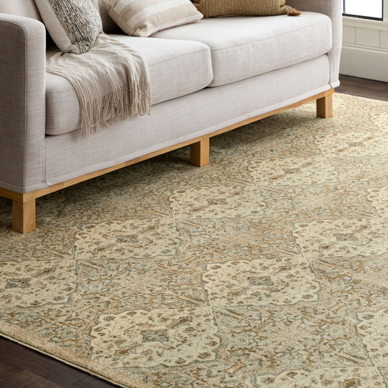 Gray Geometric 5' x 7' Stain-Resistant Synthetic Area Rug