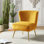 Fauteuil d'appoint en velours Leona avec pieds en métal