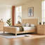 Lit plateforme King en bois brun avec tête et pied de lit courbés et cannelés-1671306956-1671306546