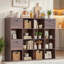 Organisateur de rangement modulaire 16 cubes avec tiroirs en tissu, bibliothèque en bois rustique noyer et paravent individuel-481928810-481928808-481928822