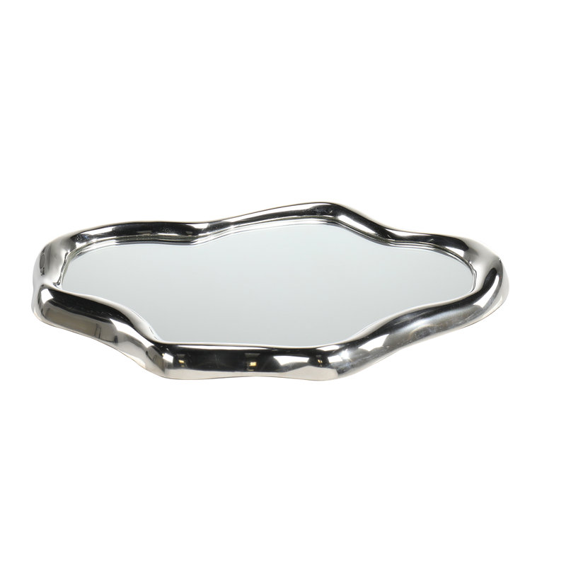 Ensemble de 2 plateaux coulants argentés, Nickel, L 21,5 po x P 15,75 po x H 1,25 po