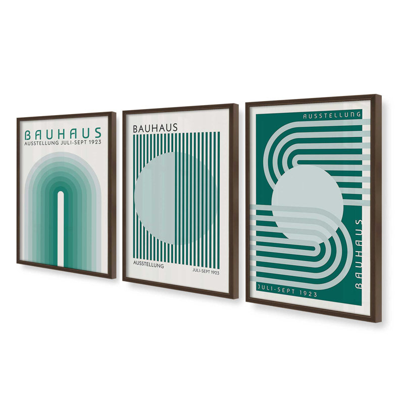 «Green Bauhaus», ensemble de 3 impressions, 24" x 18", Framed Print, Belvinder Brown