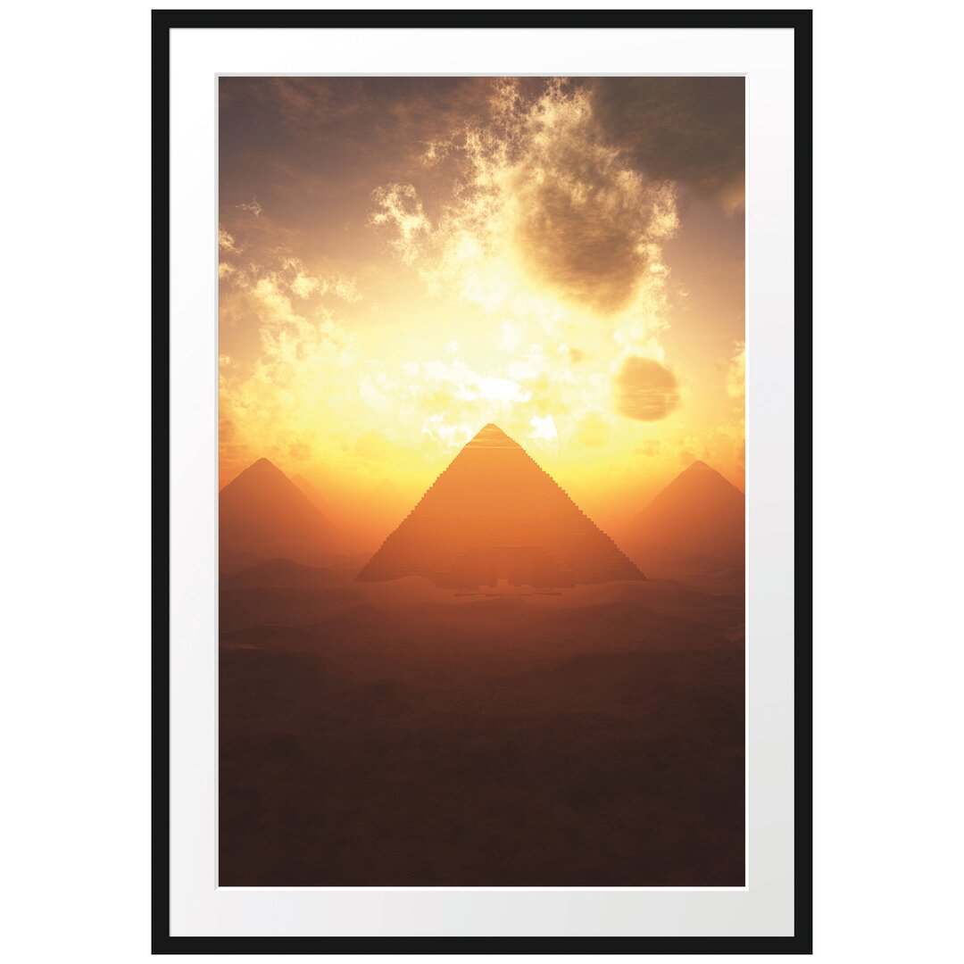 Gerahmtes Poster Pyramiden im Sonnenuntergang