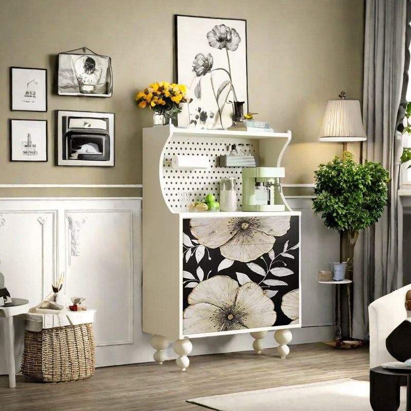 Modern simple large capacity accent cabinet, Ivory White