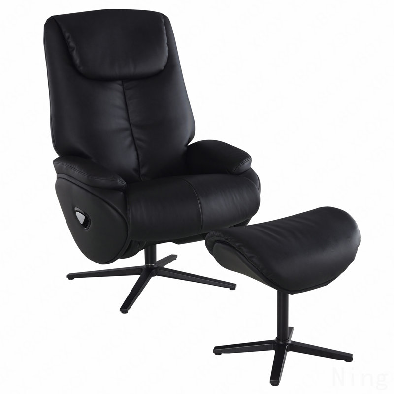 Fauteuil inclinable pivotant noir avec repose-pieds