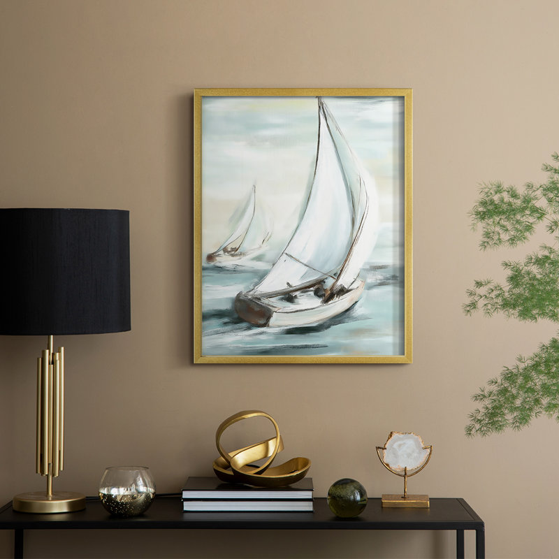 NAUTICAL Series LV, reproduction encadrée - bois massif, H 11 po x l 9 po, Doré
