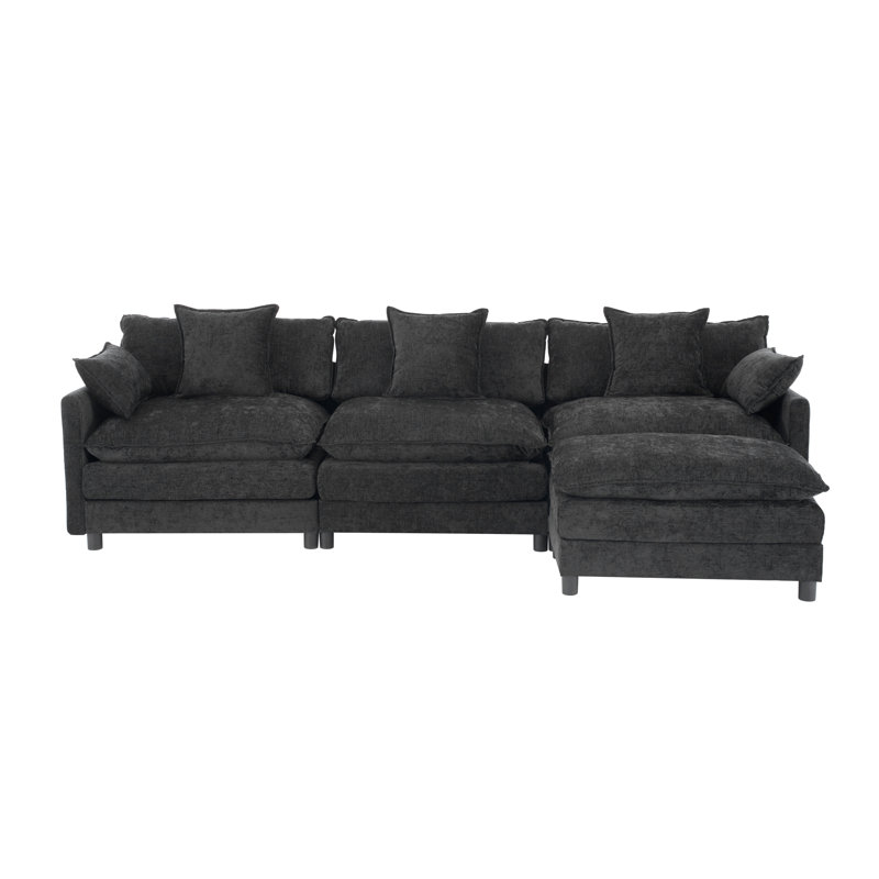 Canapé modulaire modulaire en L 107,5 "avec canapé-lit modulaire en L 107,5" avec repose-pieds en chenille et siège profond pour salon, chambre à coucher et appartement